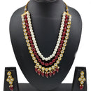 Knigght angel  Gold Plated Kundan And Beads Multi Layer Necklace Set