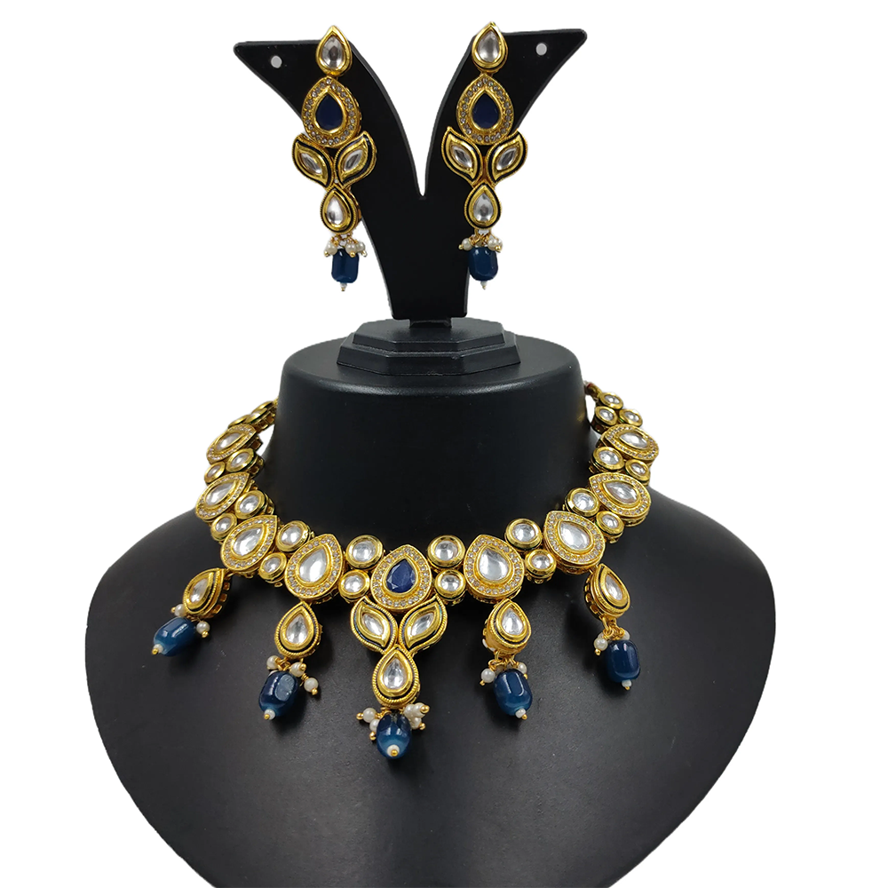 Knigght angel  Gold Plated Kundan Necklace Set