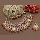 Knigght angel  Gold Plated Kundan And Beads Necklace Set