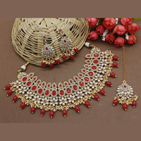 Knigght angel  Gold Plated Kundan And Beads Necklace Set