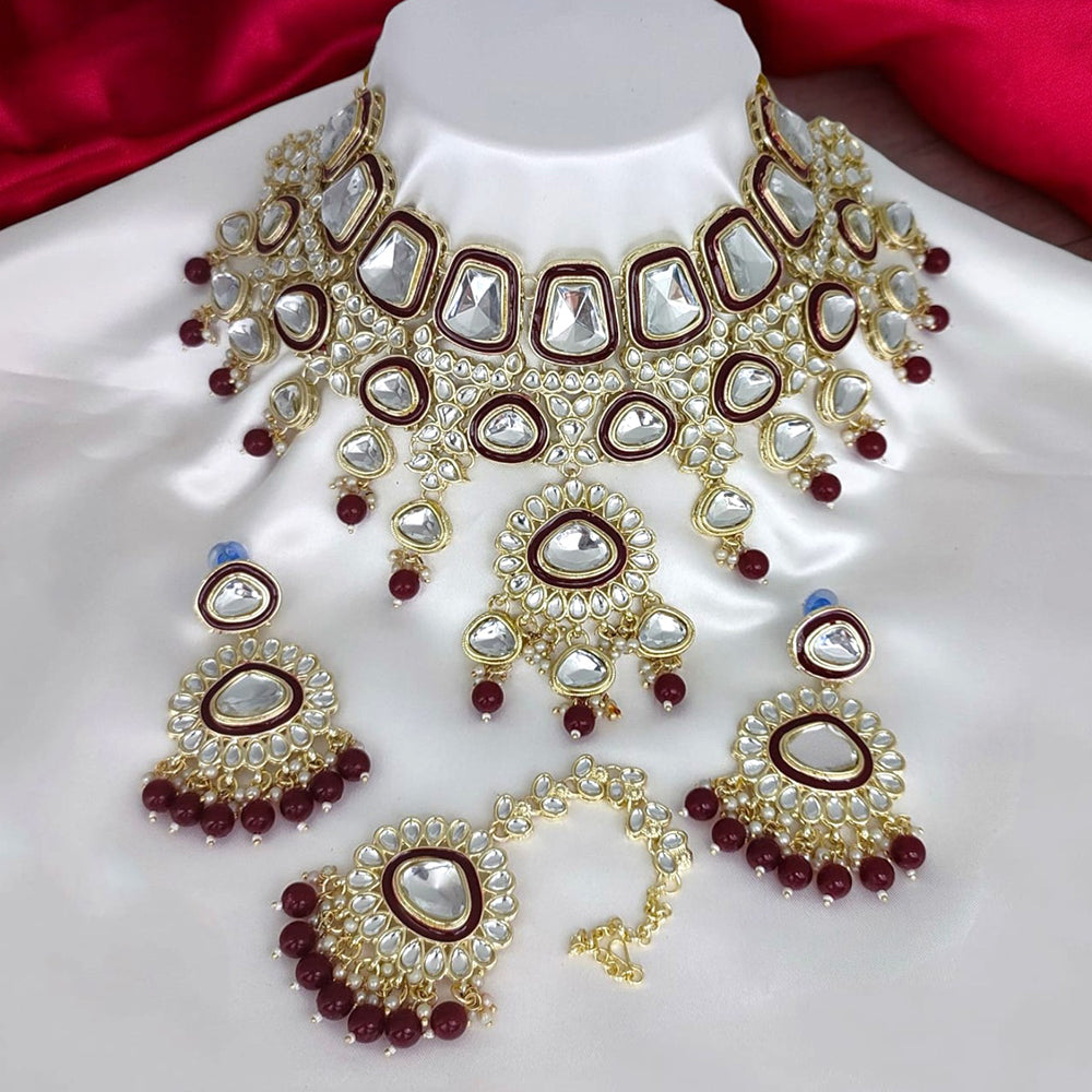 Knigght angel  Gold Plated Kundan Stone Choker Necklace Set