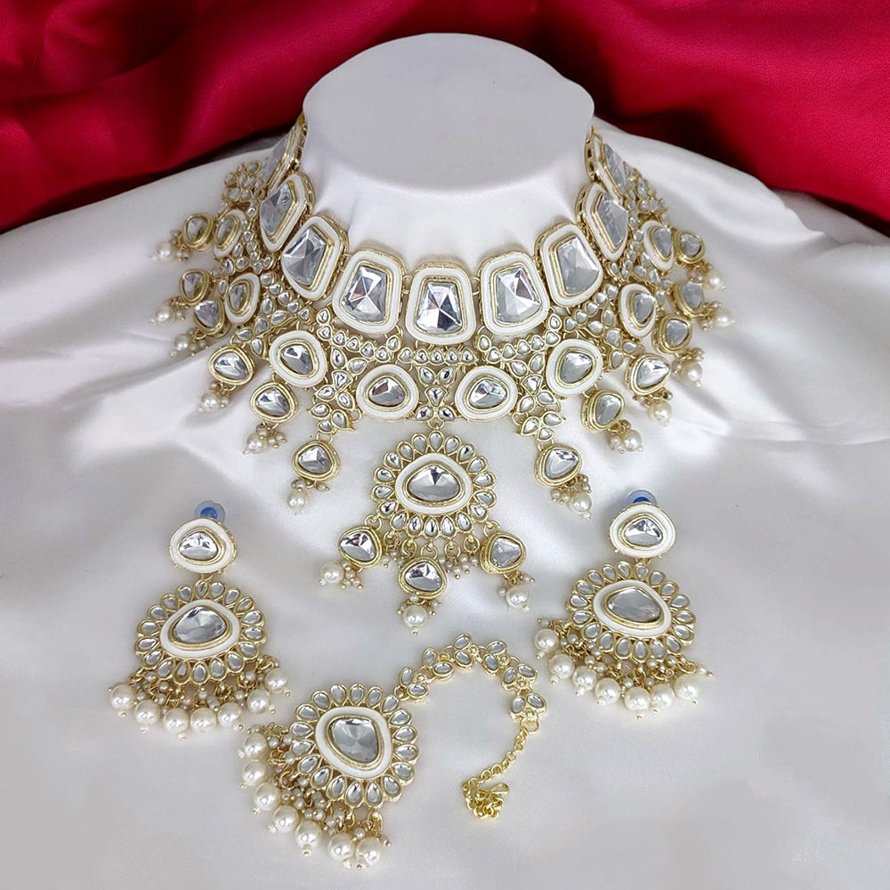 Knigght angel  Gold Plated Kundan Stone Choker Necklace Set