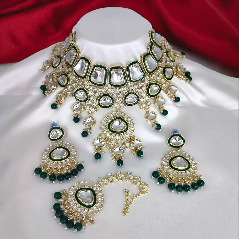 Knigght angel  Gold Plated Kundan Stone Choker Necklace Set