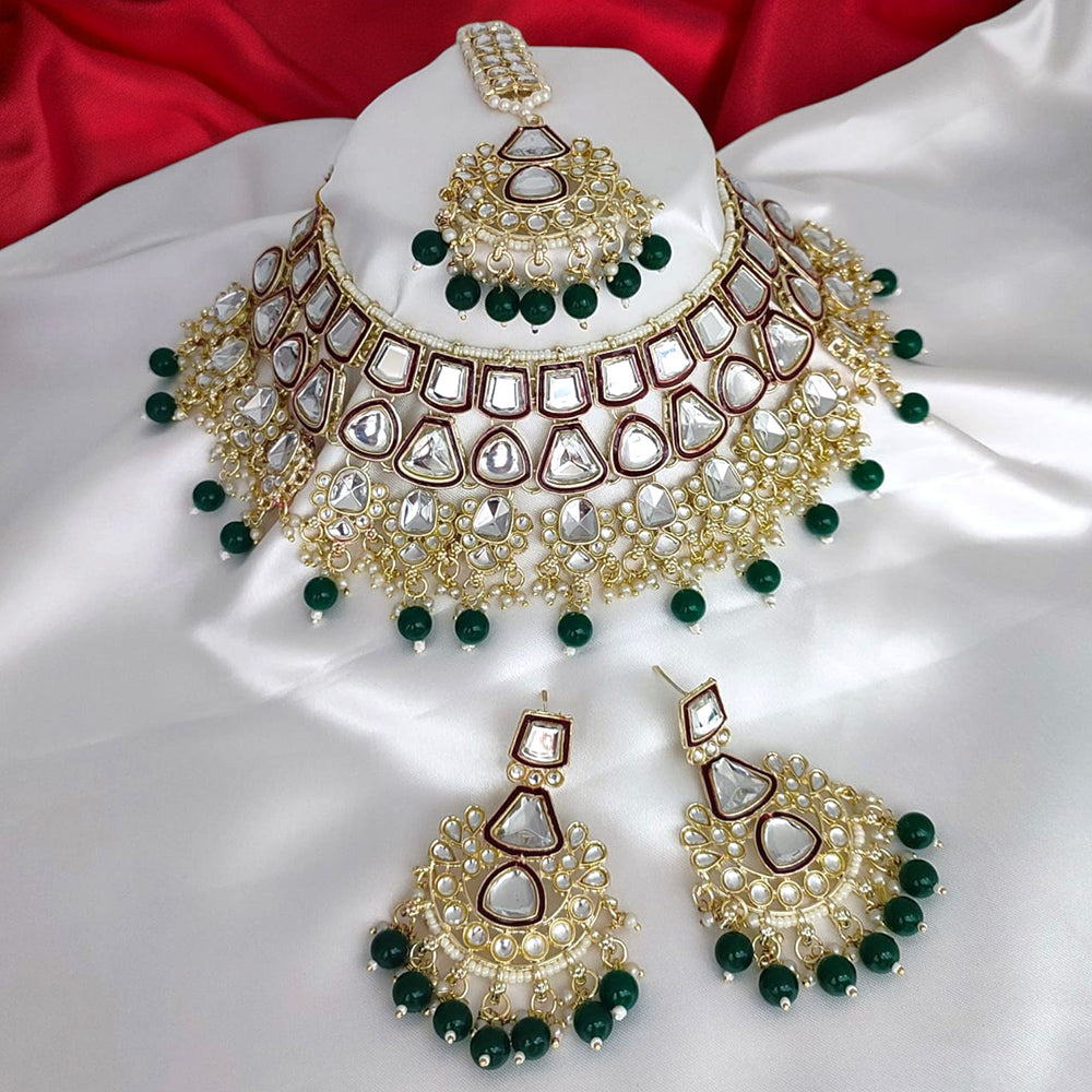 Knigght angel  Gold Plated Kundan Stone Choker Necklace Set