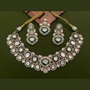 Arham Premium Gold Plated Designer Heavy Polki Kundan And Meenakari Necklace Set