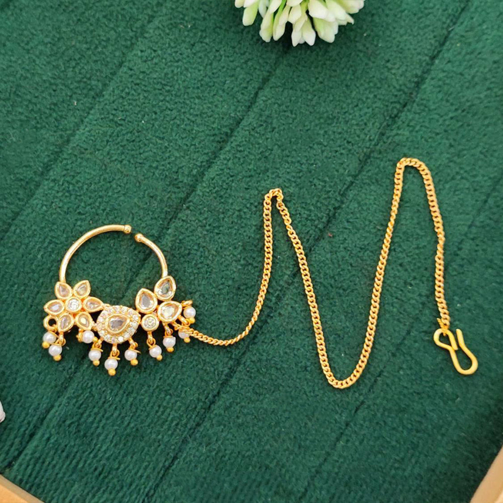 Js Fashion  Premium Antique Finish Pearl Drop Nath Jewelry