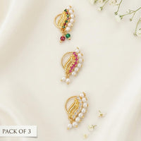Js Fashion  PACK OF 3 High Gold Traditional Maharashtrian Pearl Nath
