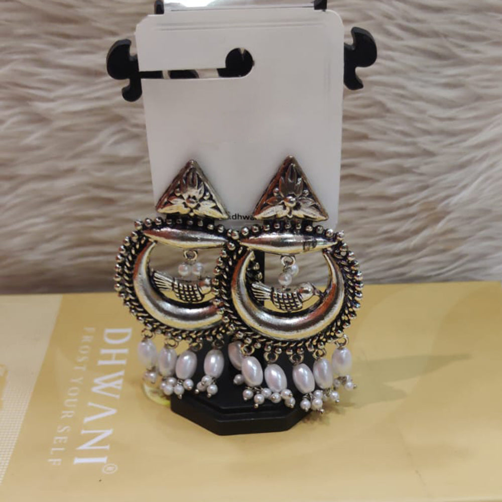 Dhwani Vintage Oxidised Bird And Pearl Drop Earrings(Pack of 12)