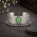 Etnico Traditional Navratri Ethnic Silver Oxidised Plated Adjustable Ghungroo Cuff Kada Bracelet for Women