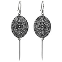 Etnico Navratri Traditional Oxidised Silver Plated Bugadi Ear Cuff Earrings for Women & Girls