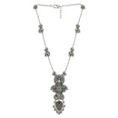 Etnico Traditional Navratri Oxidised Silver Plated Multicolour Long Pendant Necklace with Earrings Jewellery Set for Women (OXJ006)
