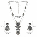 Etnico Traditional Navratri Oxidised Silver Plated Multicolour Long Pendant Necklace with Earrings Jewellery Set for Women (OXJ006)