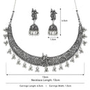 Etnico Traditional Navratri Oxidised Silver Plated Ghungroo Hasli Choker Necklace with Jhumka Earrings Jewellery Set for Women (OXJ008)