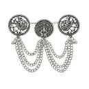Etnico Traditional Oxidised Silver Plated Design Two Finger Ring with Multicolour Stones & Hanging Ball Charms for Women & Girls