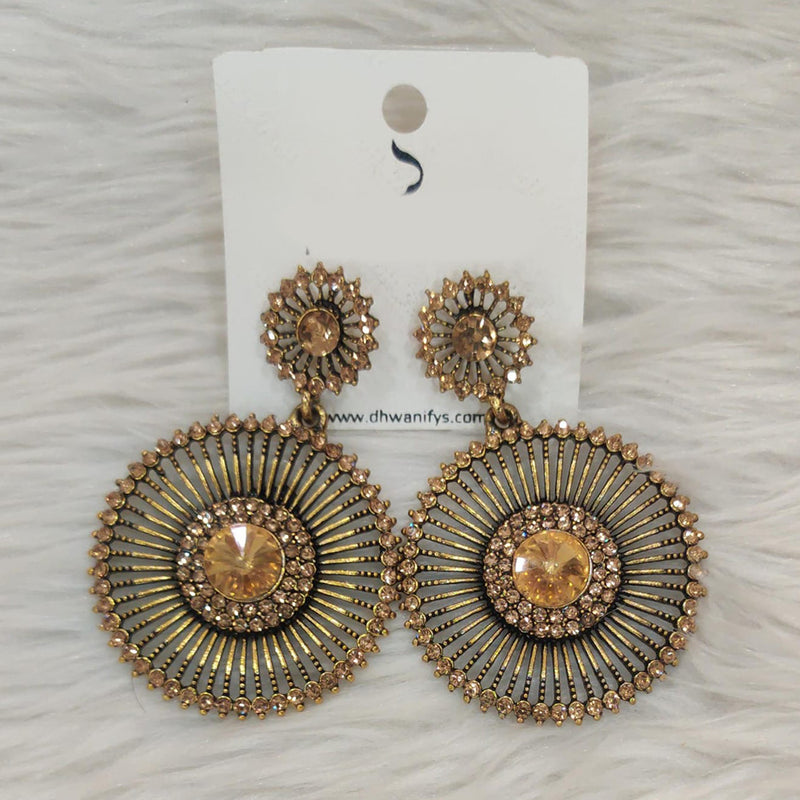 Dhwani Antic Gold Plated Crystal Stone Dangler Earrings