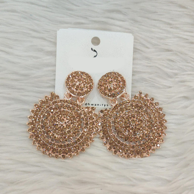 Dhwani Rose Gold Plated Austrian Stone Dangler Earrings