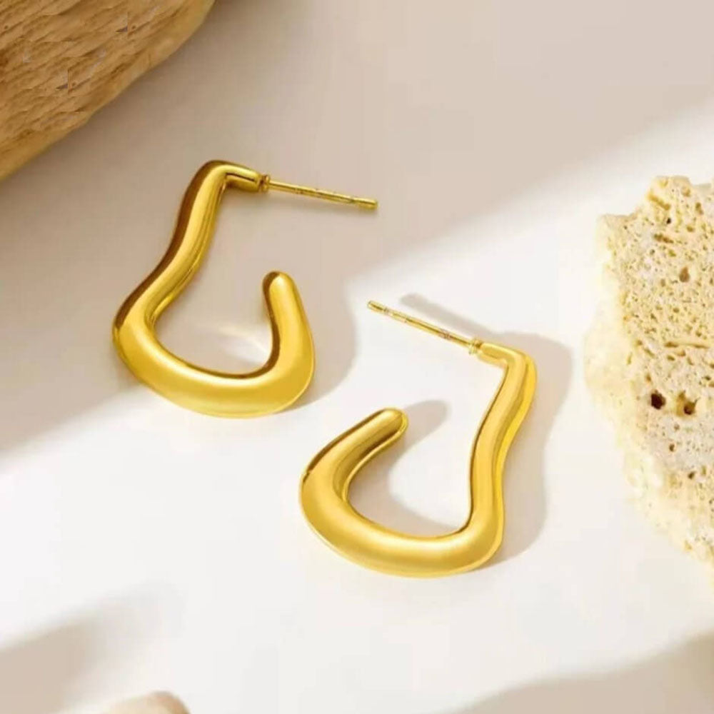 Bevy Pearls Modern Wave Design Hoop Earrings (Pack of 3)