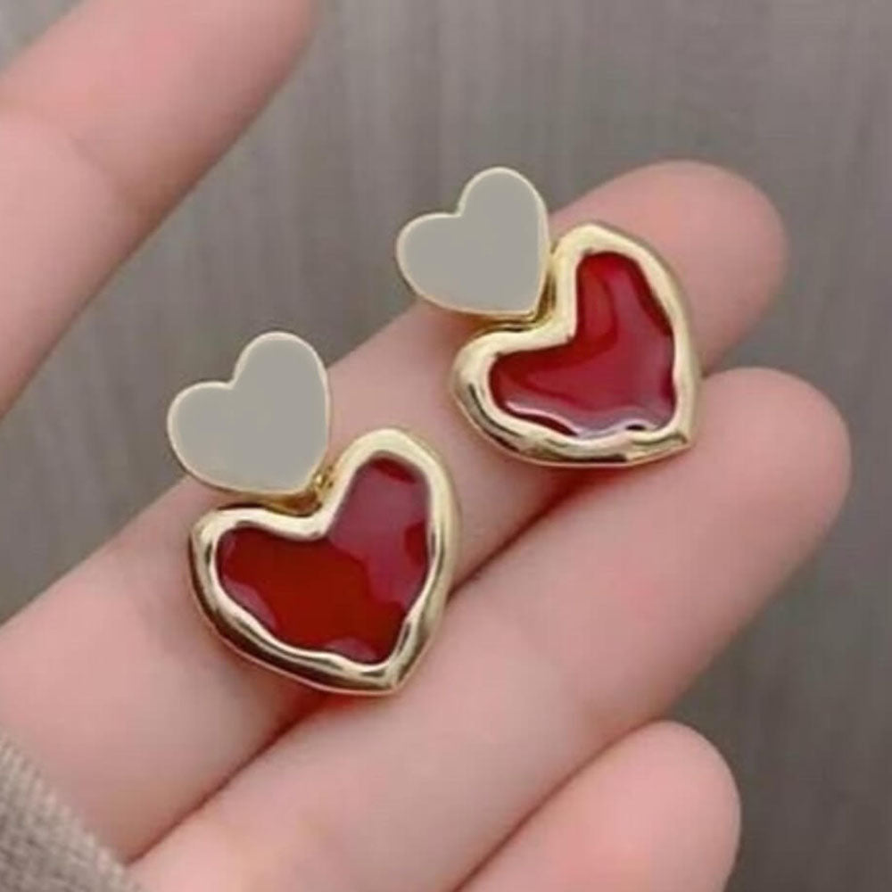 Bevy Pearl Heart Shape Meenakari Dangler Earrigns (Pack of 3)