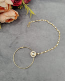LAFZ  Traditional Stone & Pearl Studded Hoop Nath with Pearl Beaded Chain - PM5