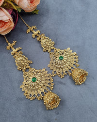 LAFZ  Ornate Antique Filigree Jhumka Earrings with Ear Chains - PMER2
