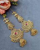 LAFZ  Ornate Antique Filigree Jhumka Earrings with Ear Chains - PMER2