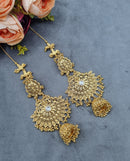 LAFZ  Ornate Antique Filigree Jhumka Earrings with Ear Chains - PMER2