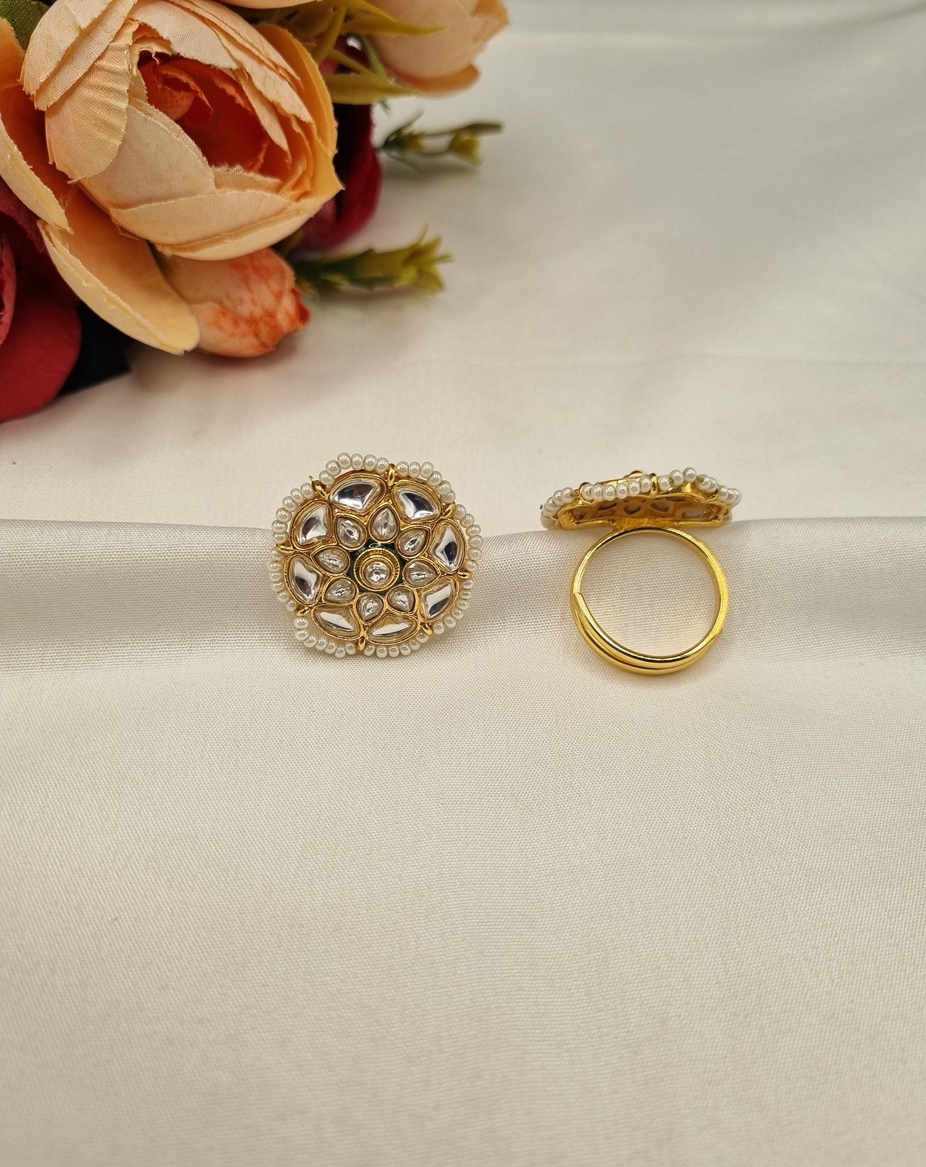 LAFZ  Floral Motif with Pearl Beading - PMRG18