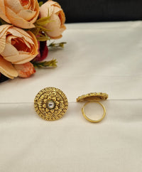 LAFZ  Traditional Embossed Floral Motif Adjustable Ring - PMRG19