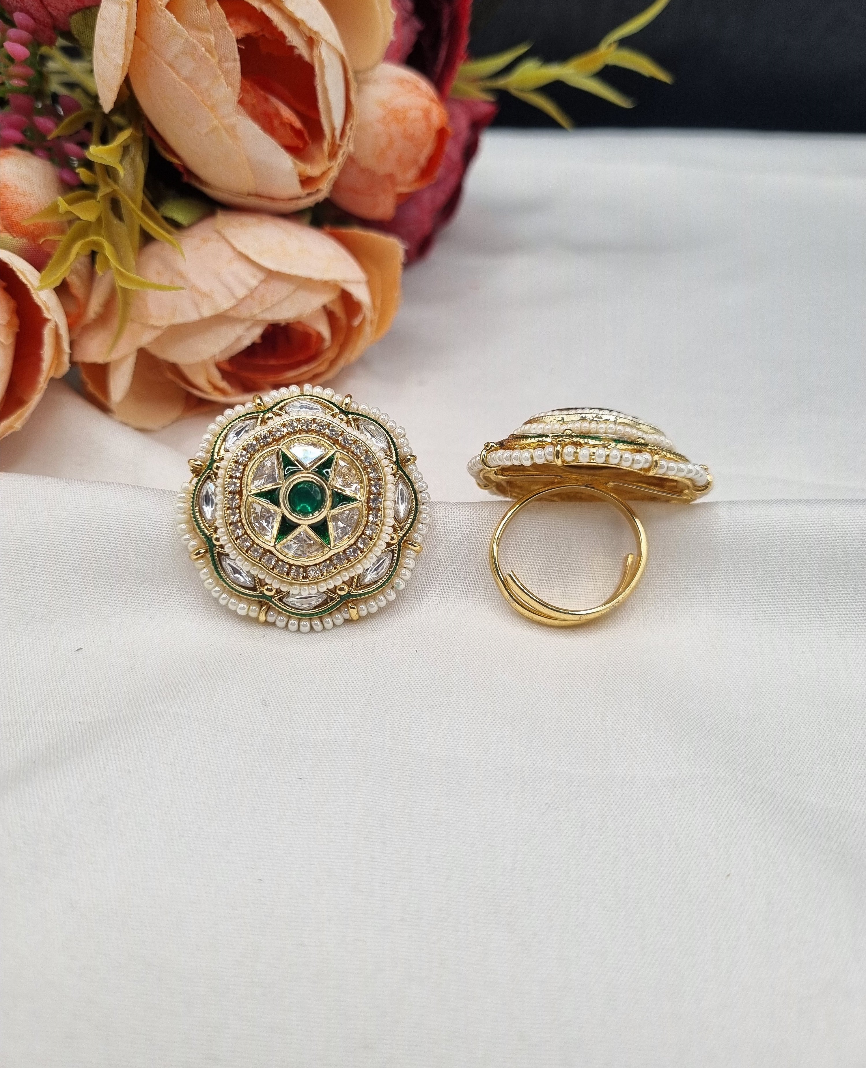 LAFZ  Traditional Round Adjustable Statement Finger Ring - PMRG1