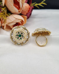 LAFZ  Star Motif Enamelwork & Pearl-Bead Statement Ring - PMRG2