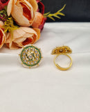 LAFZ  Classic Circular Meenakari Ring with Pearl Border - PMRG5