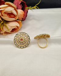 LAFZ  Ornate Multi-Tier Concentric Ring with Pearl Detail - PMRG6