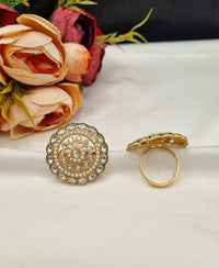 LAFZ  Ornate Multi-Tier Concentric Ring with Pearl Detail - PMRG6
