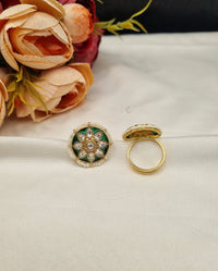 LAFZ  Floral Starburst Meenakari Ring with Pearl Border - PMRG9
