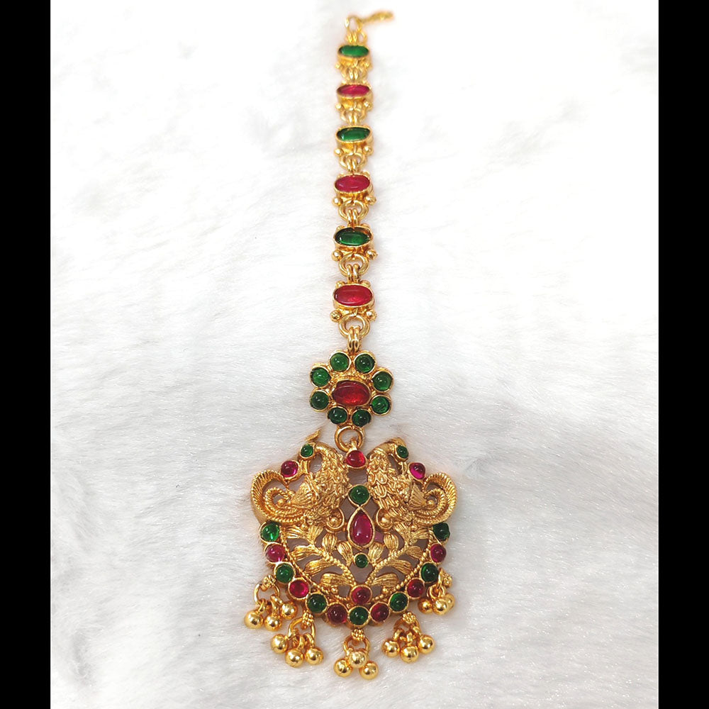 Lalso Lifestyle Elegant Pota Stone And Pearl Maangtikka for Women