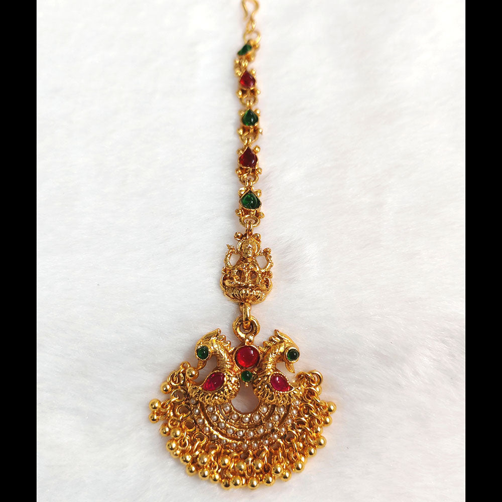 Lalso Lifestyle Elegant Pota Stone And Pearl Maangtikka for Women