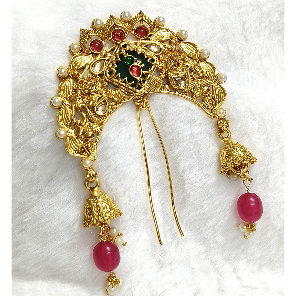 Lalso Lifestyle Designer Hair Jewellery Hair Accessories Aambada Khopa Veni Bun Brooch Juda Pin Hair Pin For Women 