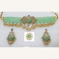 Midas Touch Glam Kundan Stone And Pearl Choker Necklace Set