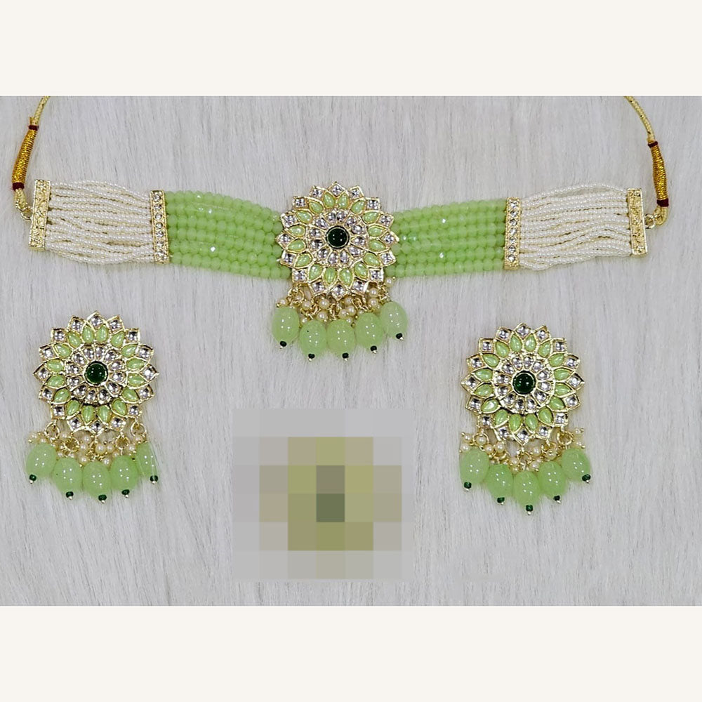 Midas Touch Glam Kundan Stone And Pearl Choker Necklace Set
