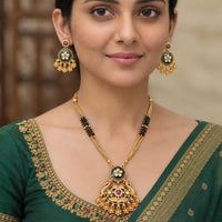 Js Fashion  Peacock Designer Rajwadi Polish Fancy Style Pendant Set
