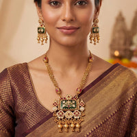 Js Fashion  Designer Rajwadi Polish Fancy Full Stone Pendant Set