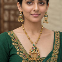 Js Fashion  Designer Rajwadi Polish Fancy Full Stone Party Wear Pendant Set
