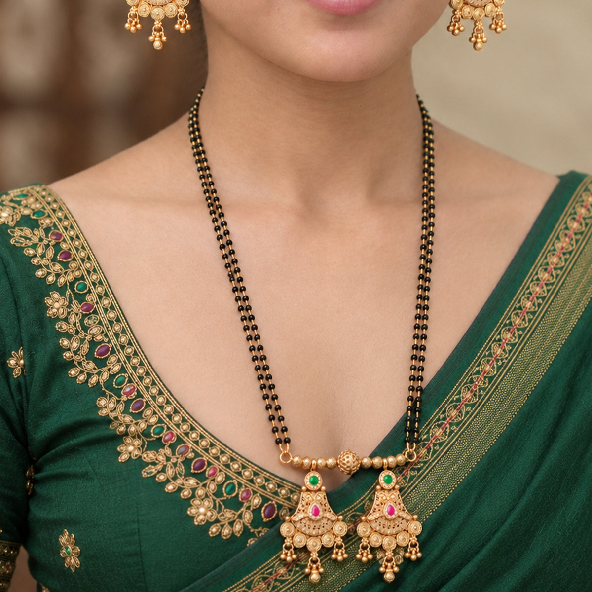 Js Fashion  Elegant Rajwadi Gold Full Stone Pendant