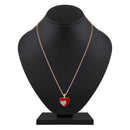 Mahi Rose Gold Plated Red Meenakari Work and Crystals Dual Heart Necklace Pendant for Women (PS1101865ZRed)