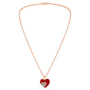 Mahi Rose Gold Plated Red Meenakari Work and Crystals Dual Heart Necklace Pendant for Women (PS1101865ZRed)