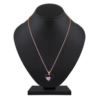 Mahi Rose Gold Plated Navy Blue Meenakari Work and Crystals Dual Heart Necklace Pendant for Women (PS1101866ZNBlu)