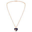 Mahi Rose Gold Plated Navy Blue Meenakari Work and Crystals Dual Heart Necklace Pendant for Women (PS1101866ZNBlu)