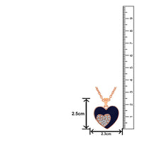 Mahi Rose Gold Plated Navy Blue Meenakari Work and Crystals Dual Heart Necklace Pendant for Women (PS1101866ZNBlu)