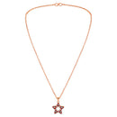 Mahi Rose Gold Plated Red Meenakari Work and Crystals Star Necklace Pendant for Women (PS1101867ZRed)