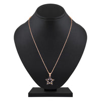 Mahi Rose Gold Plated Navy Blue & Yellow Meenakari Work and Crystals Star Necklace Pendant for Women (PS1101868ZNBlu)